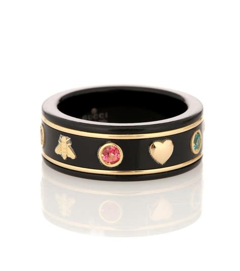 black gucci ring with plantes|Gucci Designer Rings .